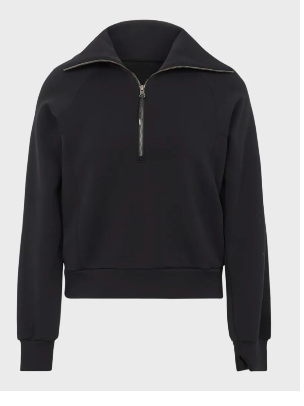 Spanx AirEssentials Half-Zip sweatshirt in black.  Quarter Sip SZ L